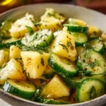Delicious and vibrant pineapple cucumber salad in a bowl.