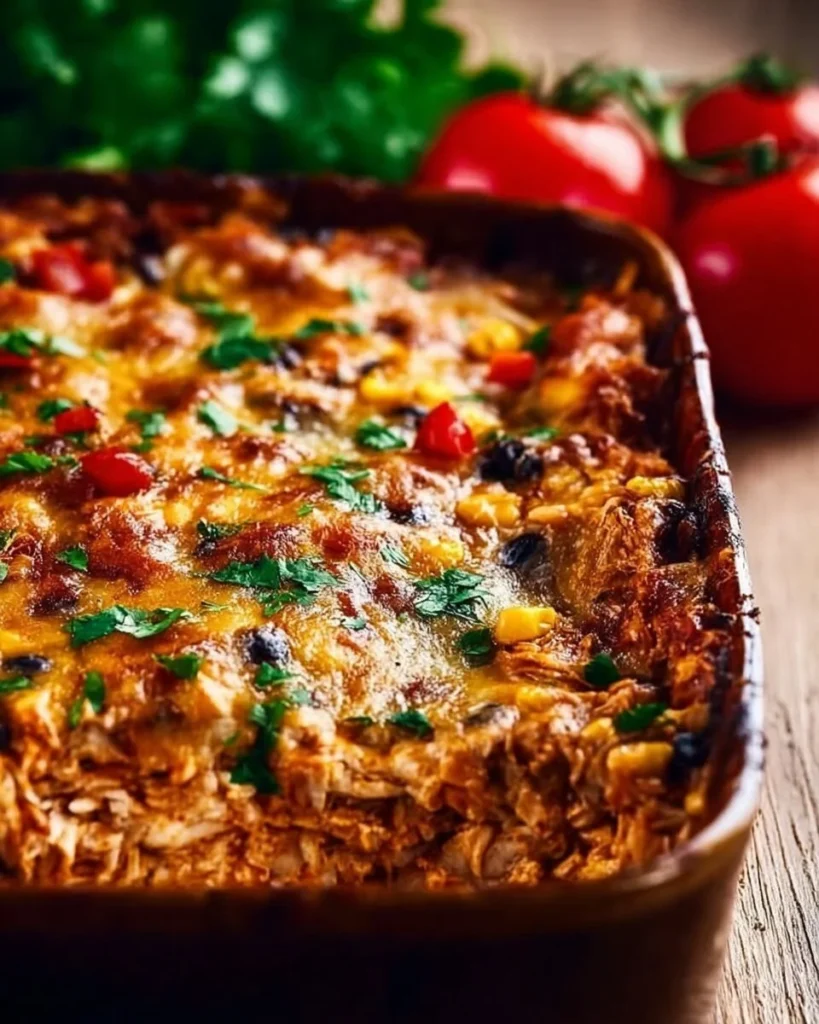 Delicious protein-packed burrito bake recipe with toppings