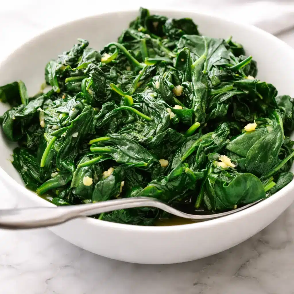 Simple and flavorful sautéed baby spinach cooked with garlic and olive oil.