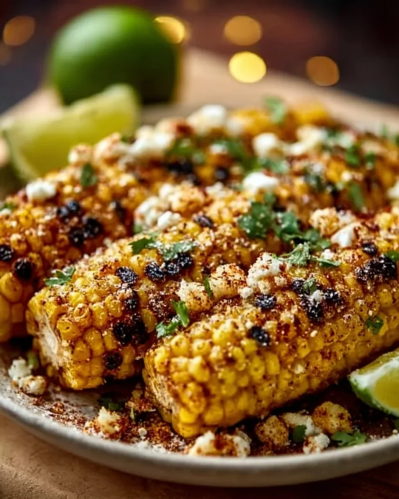 Delicious Quick Blackstone Mexican Street Corn topped with cheese and spices.