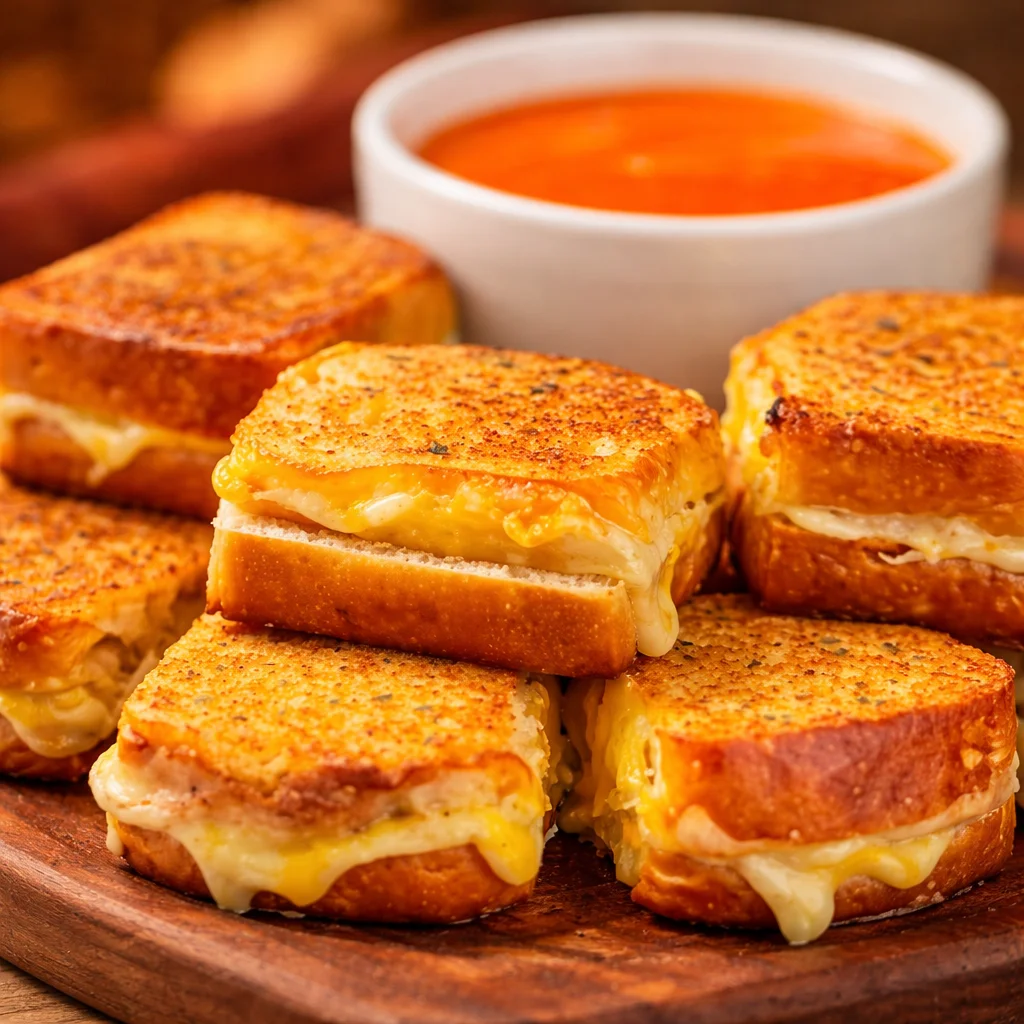 Mini Grilled Cheese Hawaiian Rolls with crispy, buttery layers and melted cheese.