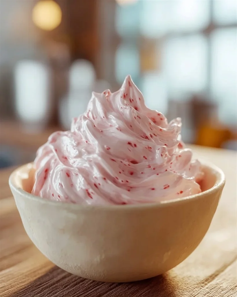 Delicious Strawberry Marshmallow Frosting on a cupcake