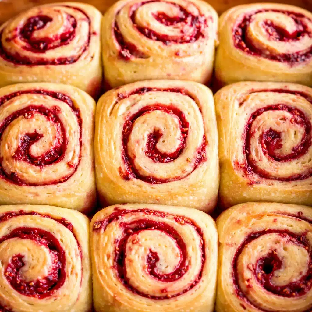 Delicious Sourdough Raspberry Lemon Rolls topped with cream cheese frosting.