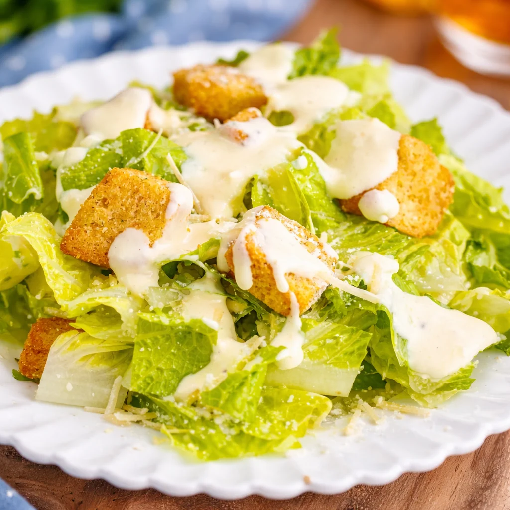 Homemade Caesar salad dressing served in a bowl with fresh ingredients.