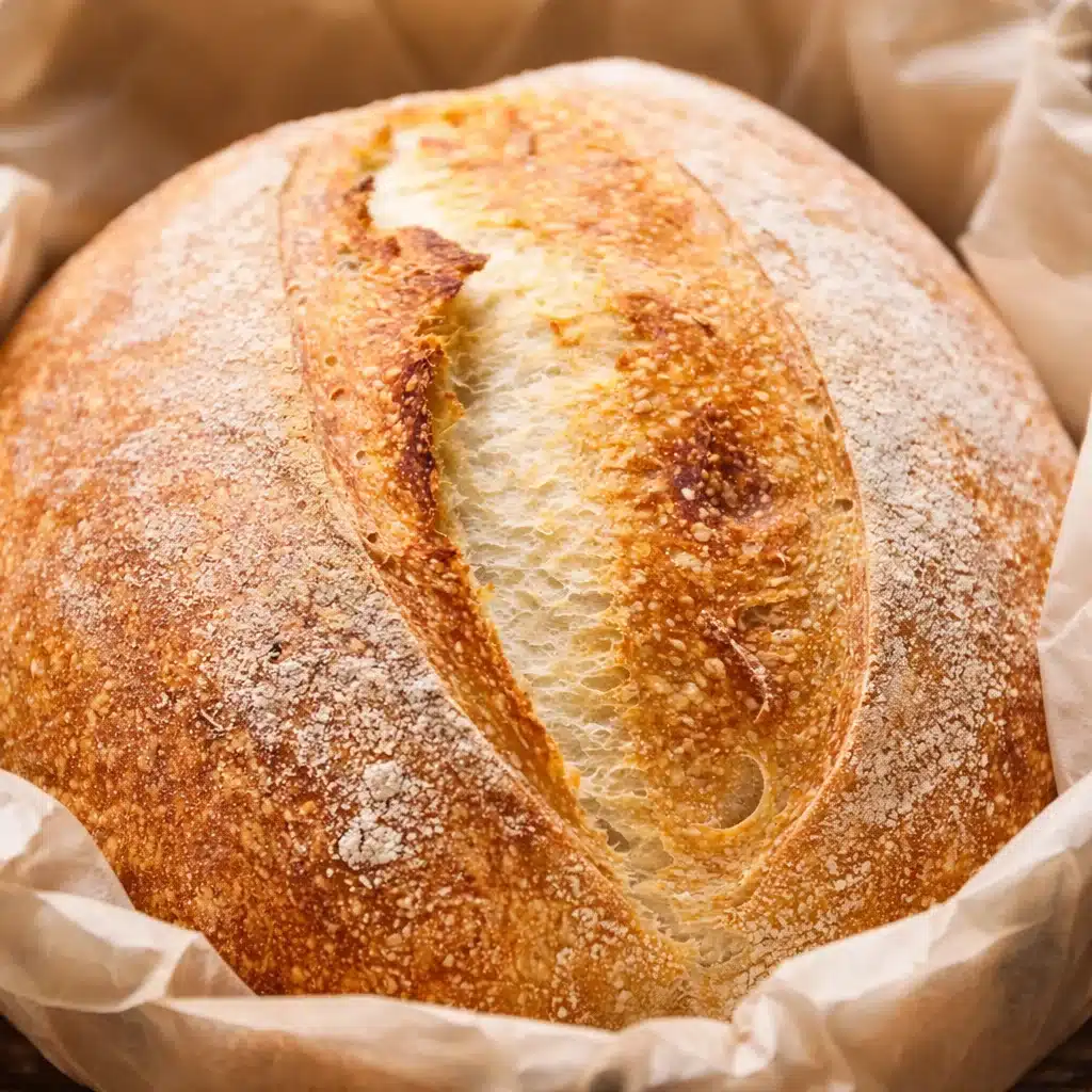 Freshly baked sourdough bread with a crispy crust and soft interior