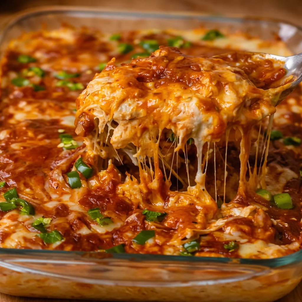 Cheesy Keto Chicken Enchilada Casserole, a low-carb and delicious meal option.
