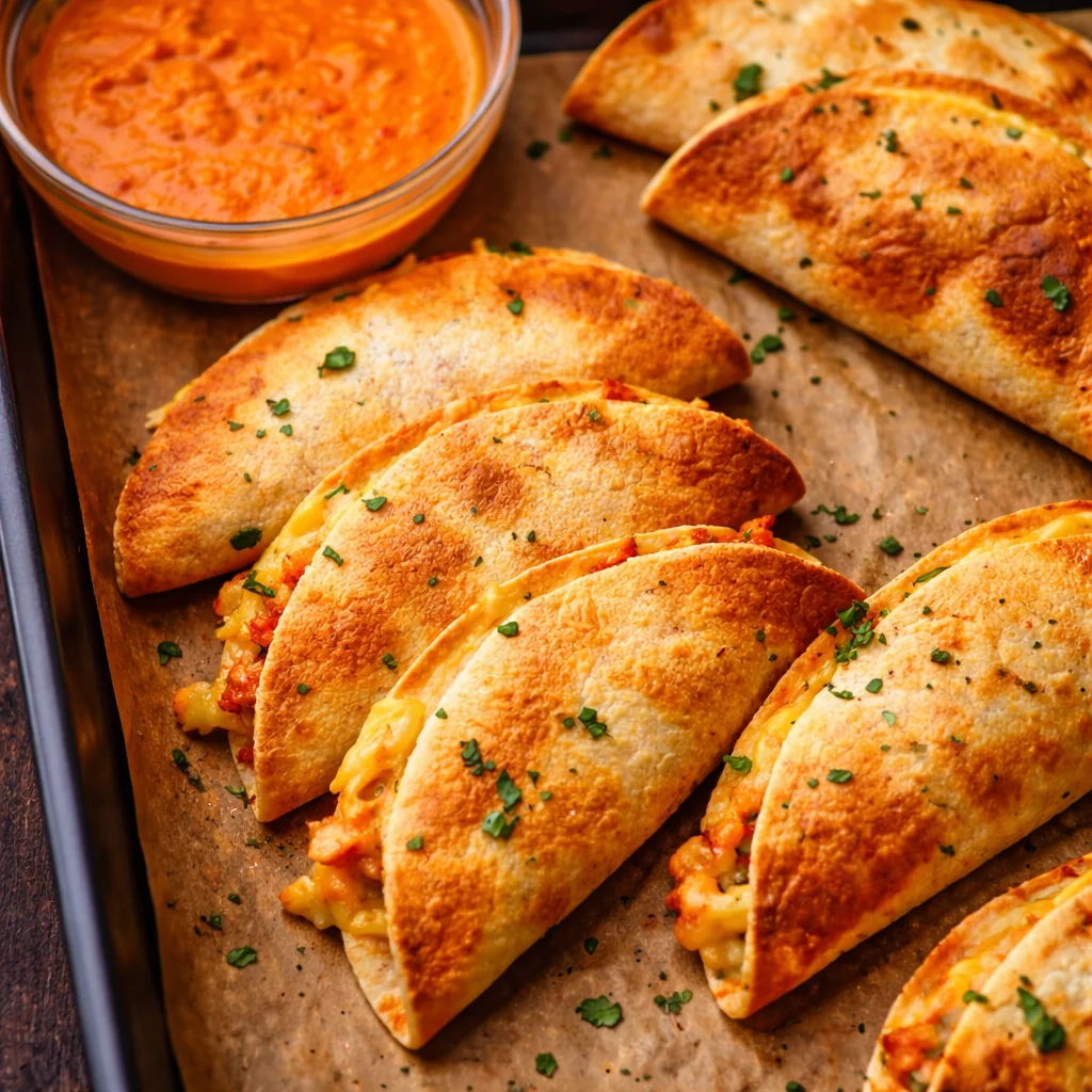 Delicious Mini Baked Chicken Tacos filled with seasoned chicken and melted cheese.