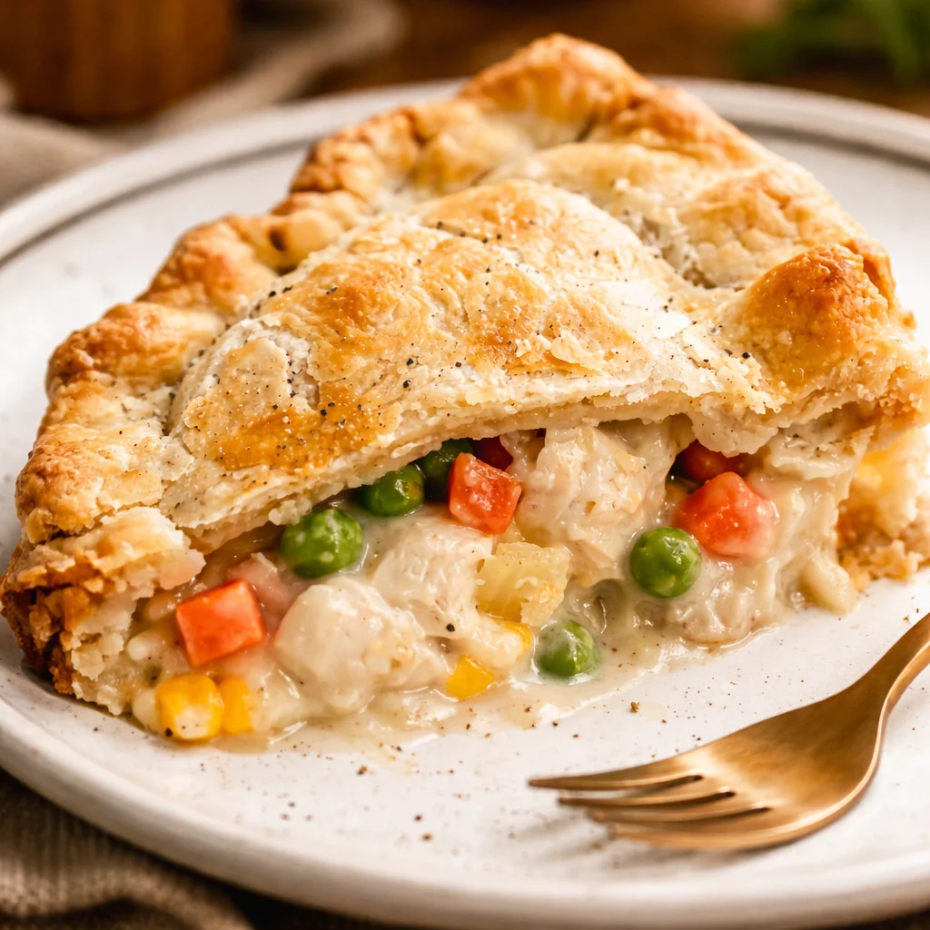 Delicious homemade Chicken Pot Pie with flaky crust and creamy filling.