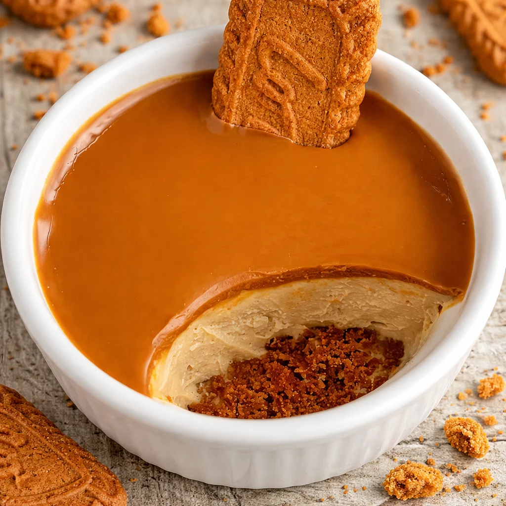 Delicious One Pot Lotus Biscoff Cheesecake topped with crushed Biscoff biscuits