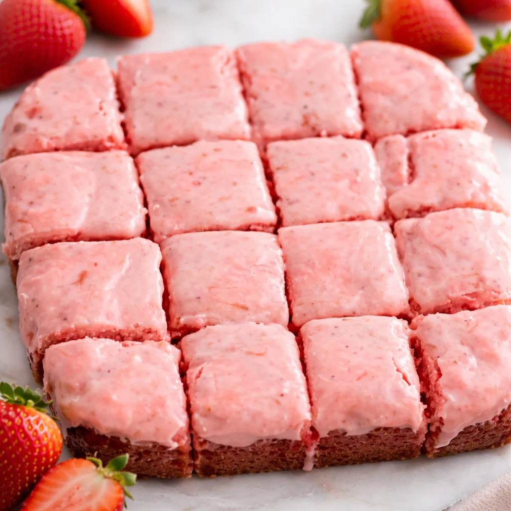 Delicious and fudgy strawberry brownies topped with fresh strawberries