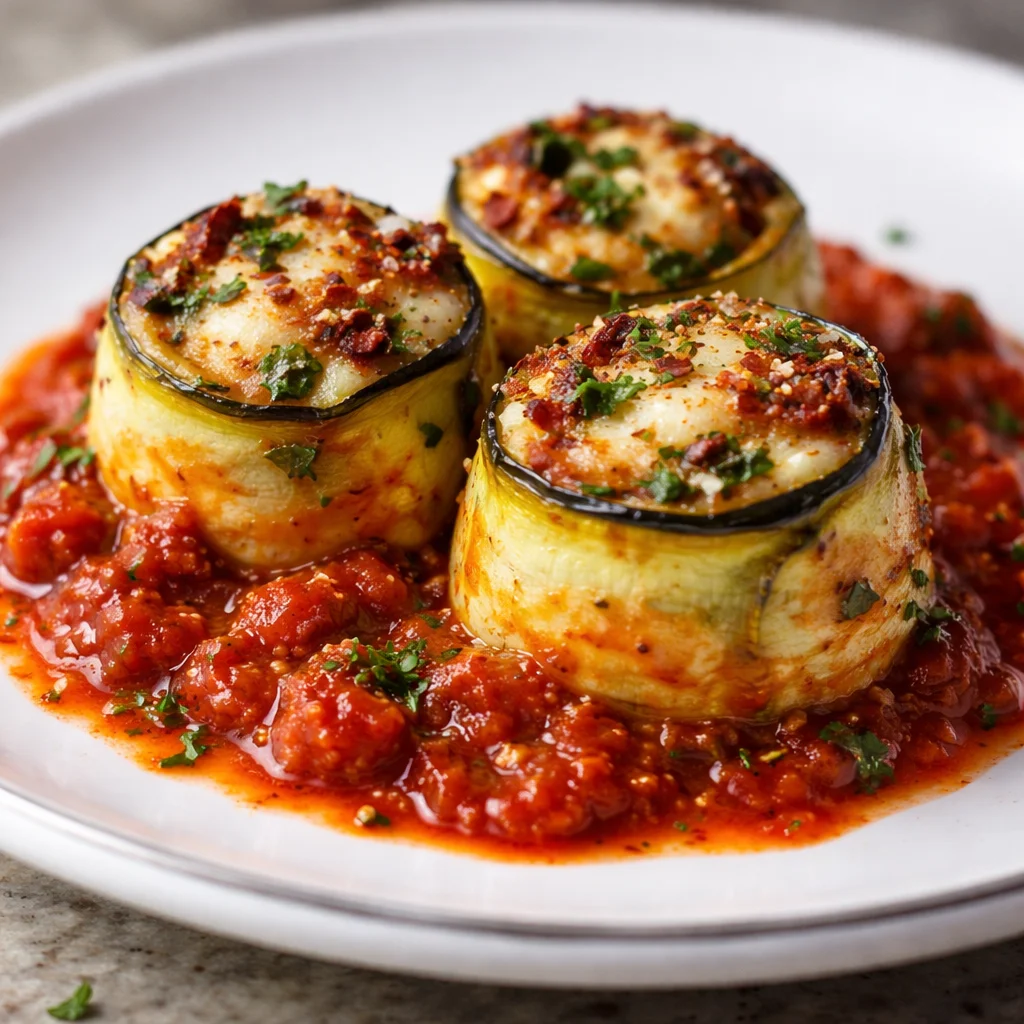 Delicious zucchini rolls filled with savory ricotta and fresh herbs, a healthy summer dish.