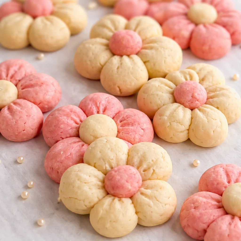 Beautifully decorated Flower Sugar Cookies with royal icing and floral designs.