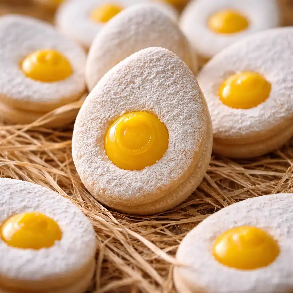 A plate of colorful egg cookies for Easter, decorated with icing and sprinkles.