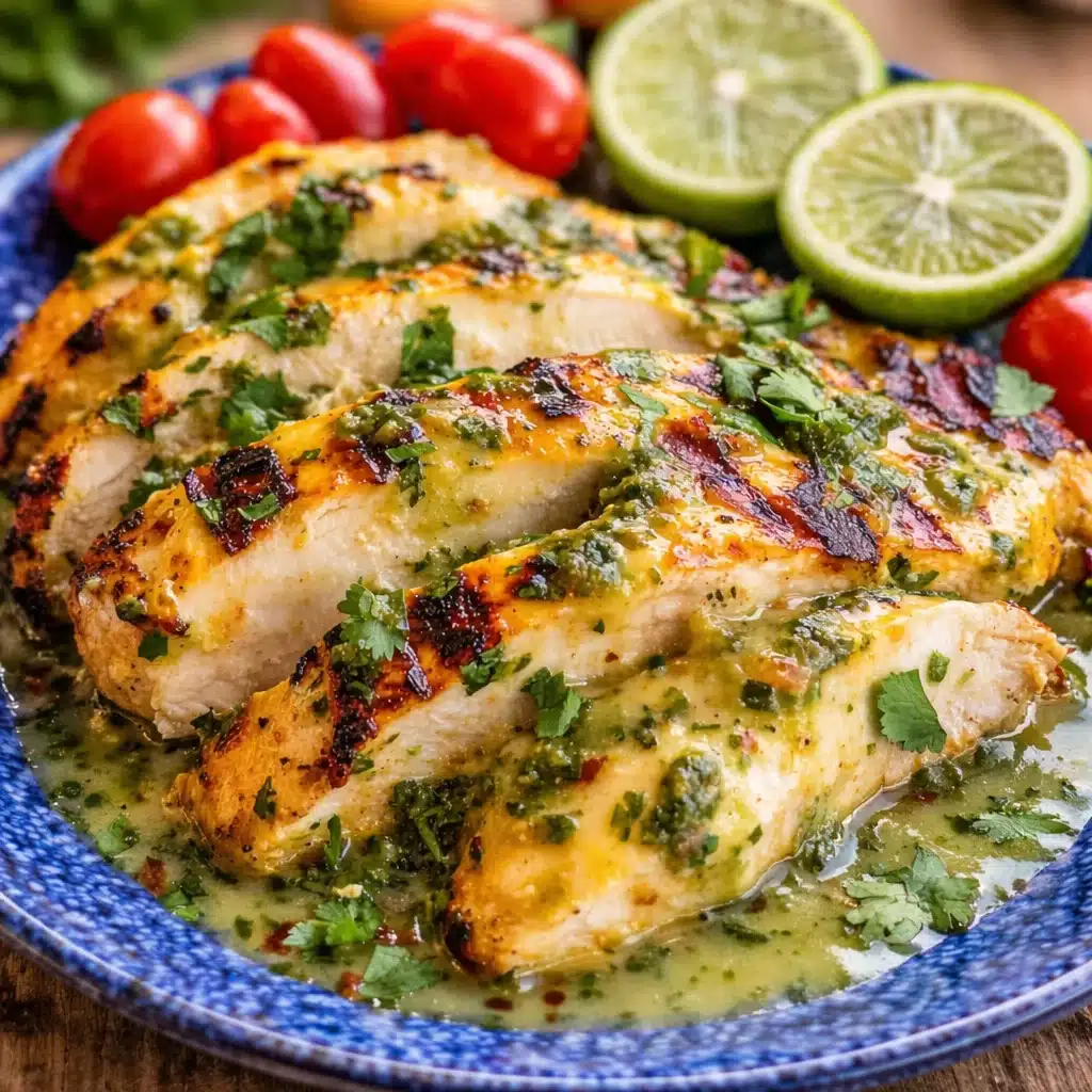 Juicy grilled salsa verde pepper jack chicken topped with melted cheese