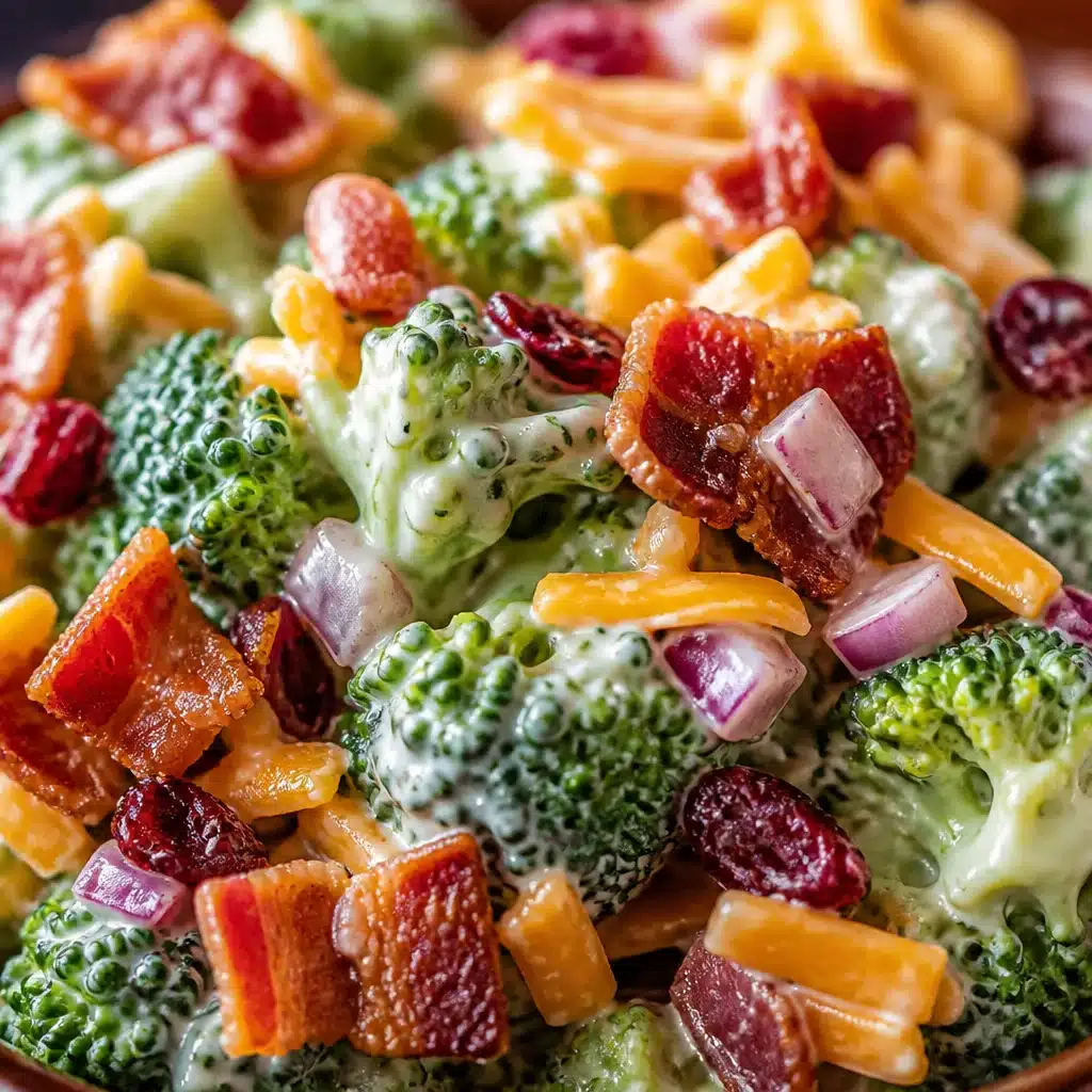 Easy Broccoli Bacon Salad with crispy bacon, fresh broccoli, and creamy dressing.