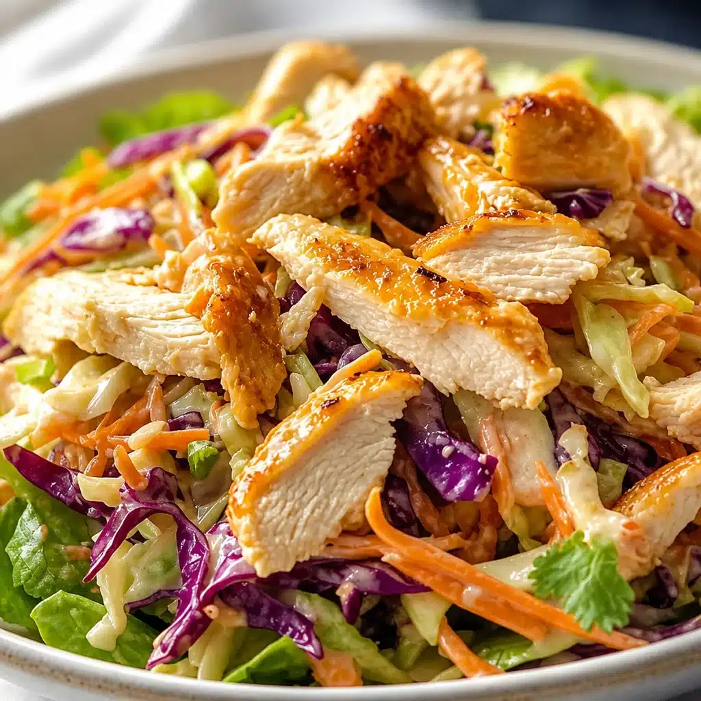 Bowl of Chinese Chicken Coleslaw with Ramen noodles and fresh vegetables