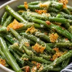 Crispy Garlic Parmesan Roasted Green Beans served as a fresh summer side dish