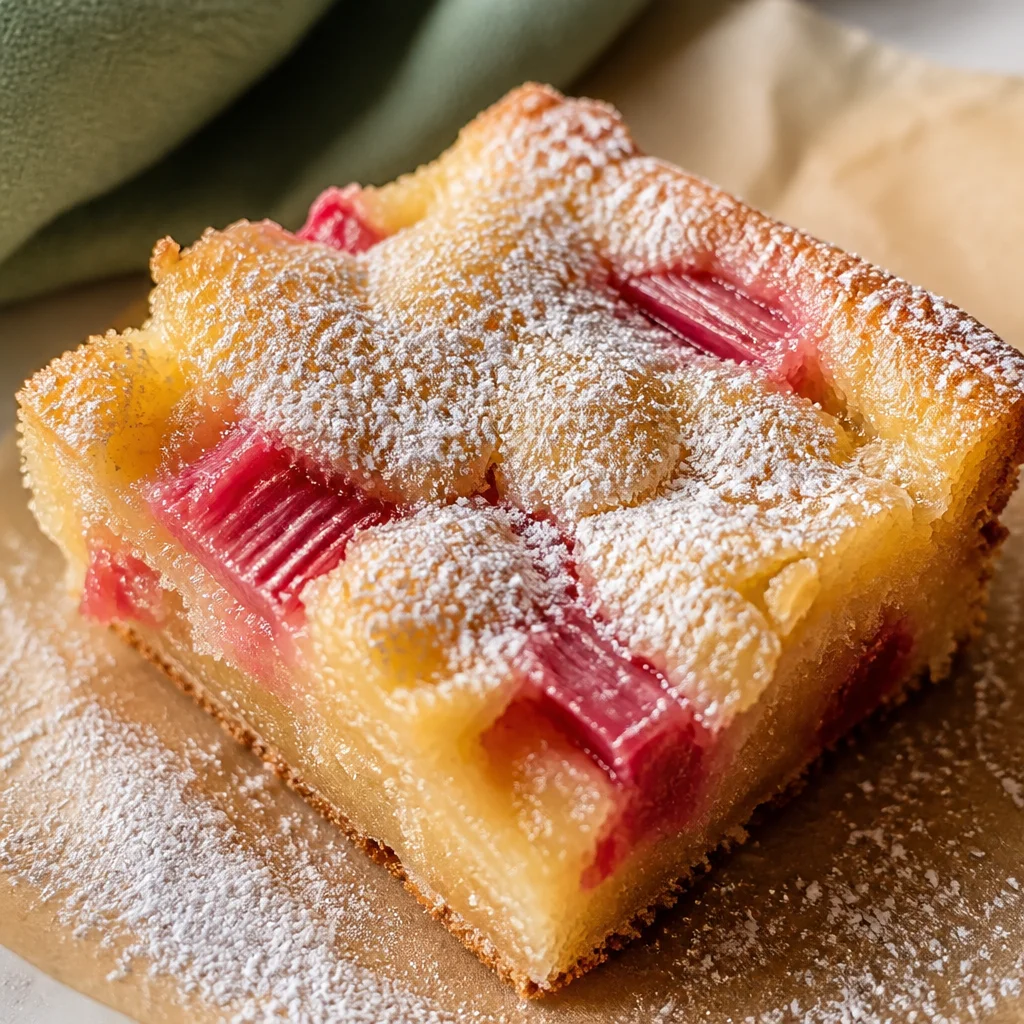 Delicious homemade lemon rhubarb bars with a tangy flavor and vibrant colors.
