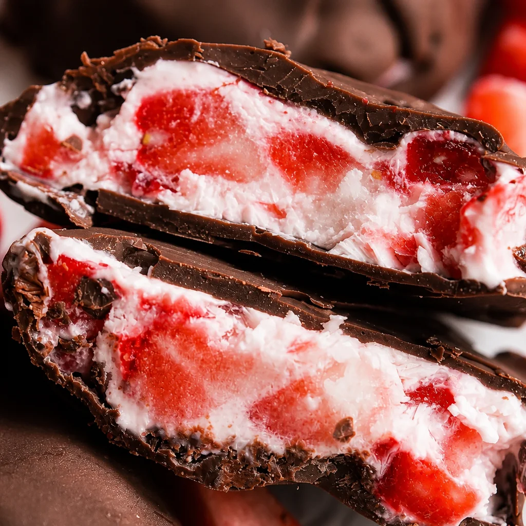 Delicious Chocolate Strawberry Yogurt Clusters with fresh strawberries and chocolate.