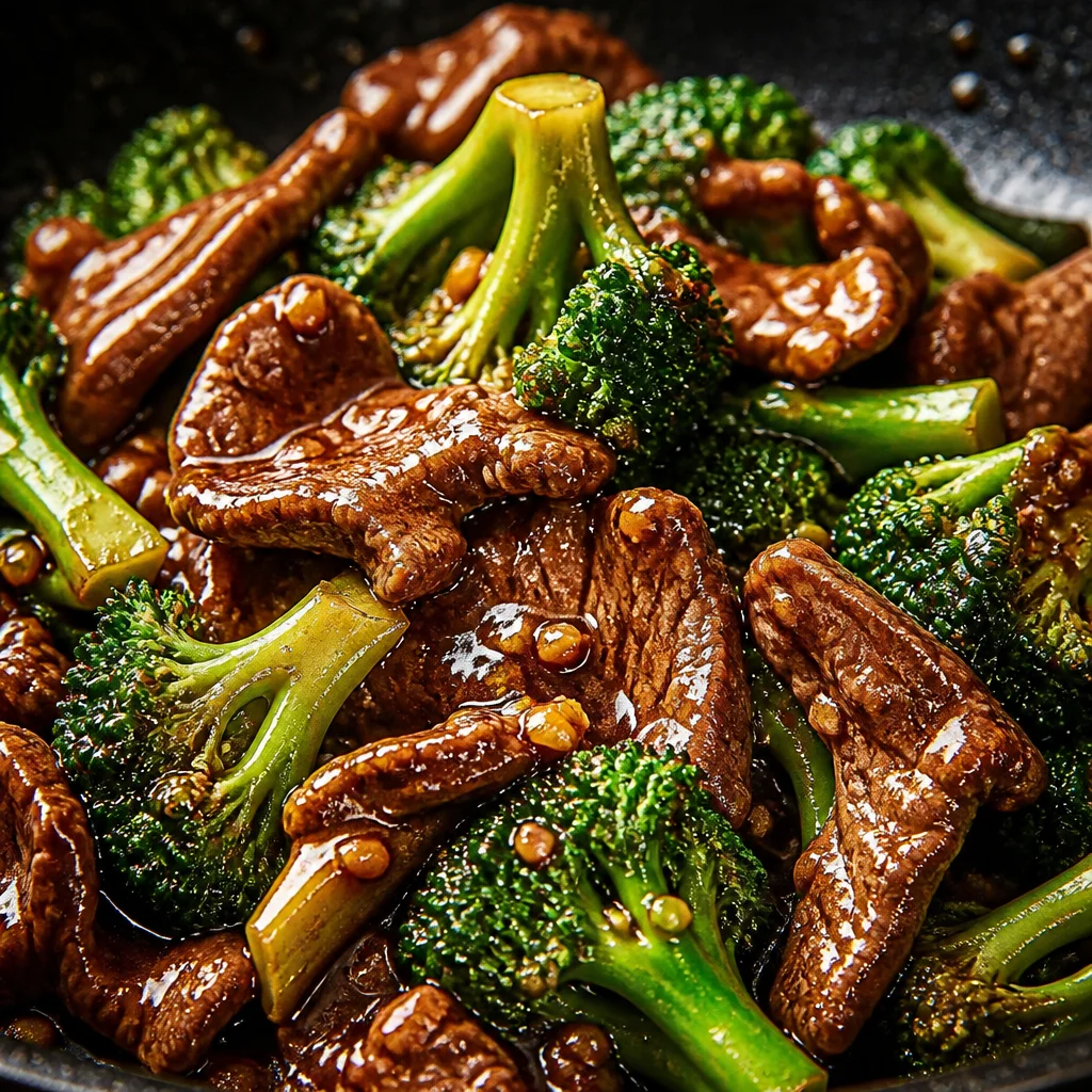 One Pan Chinese Beef and Broccoli served with fresh broccoli and tender beef slices