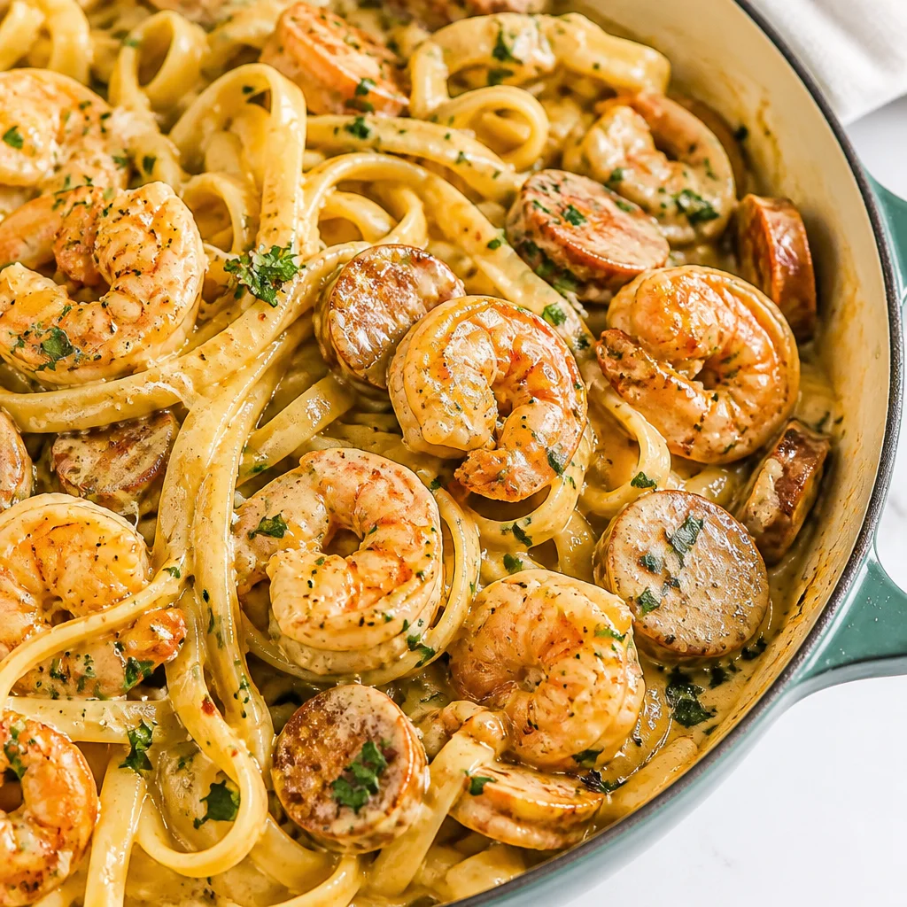 Creamy Cajun Shrimp Pasta with spices and succulent shrimp in a rich sauce