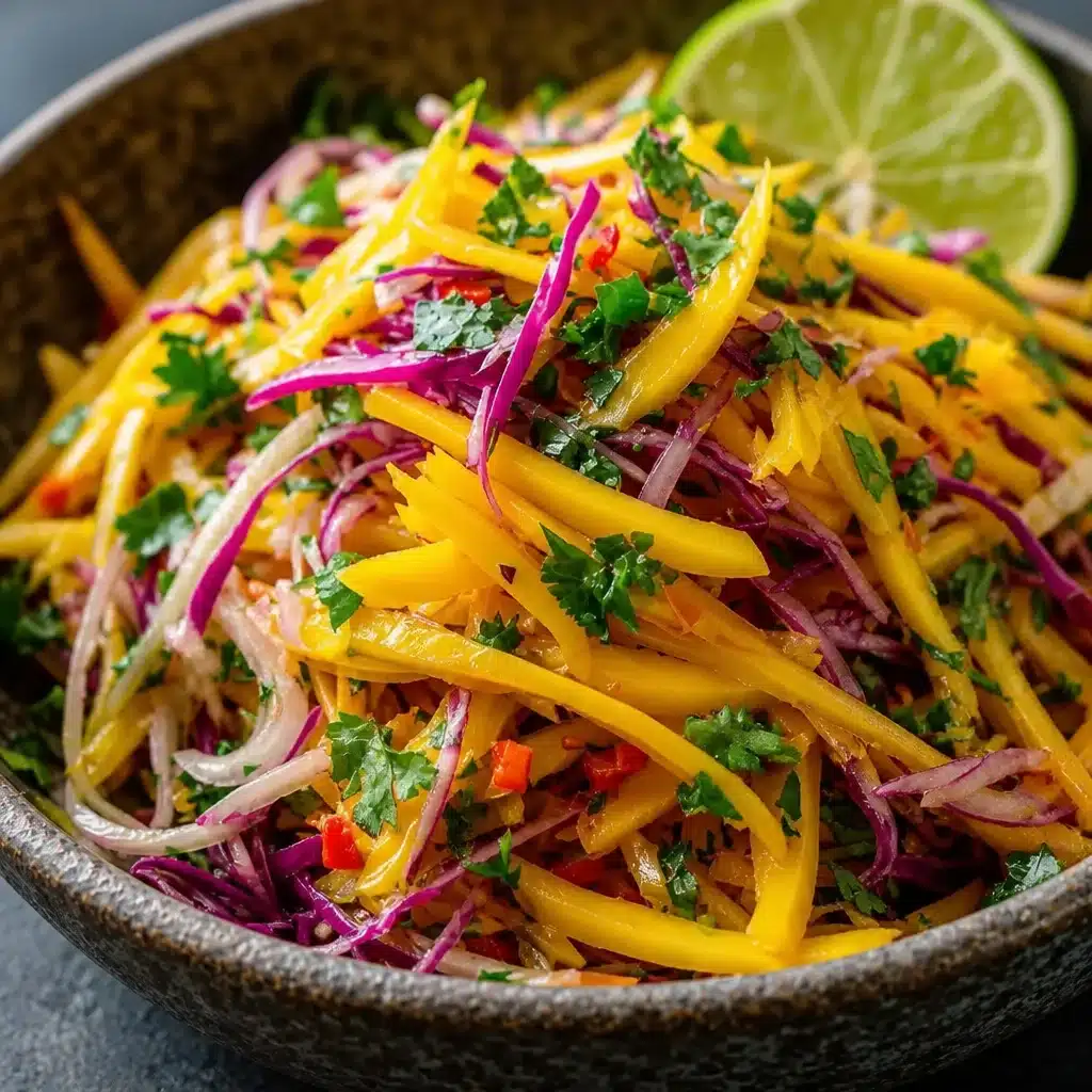 Delicious Mango Slaw with fresh ingredients for a tropical salad.
