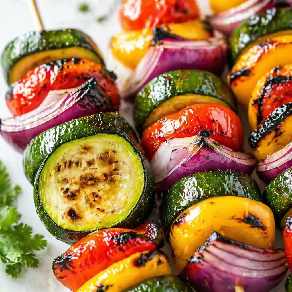 Flavorful grilled veggie skewers with assorted vegetables and a zesty marinade