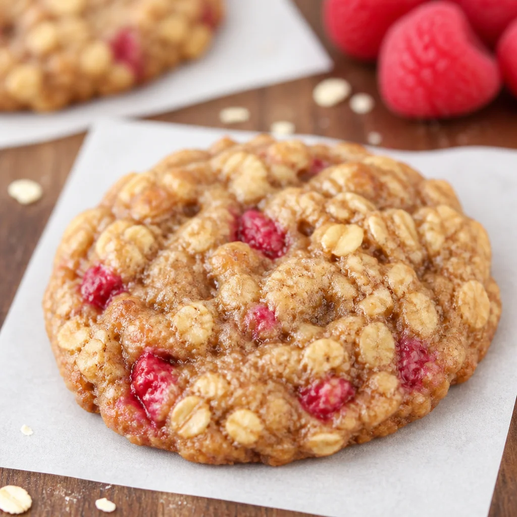 Healthy Raspberry Oatmeal Cookies made with fresh raspberries and oats