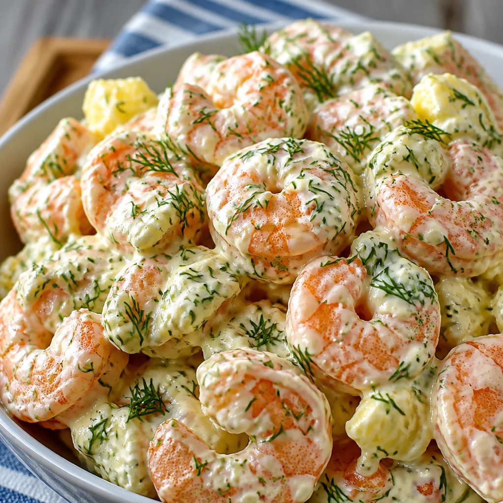 Fresh shrimp salad with avocado, tomatoes, and creamy dressing - a perfect summer recipe.