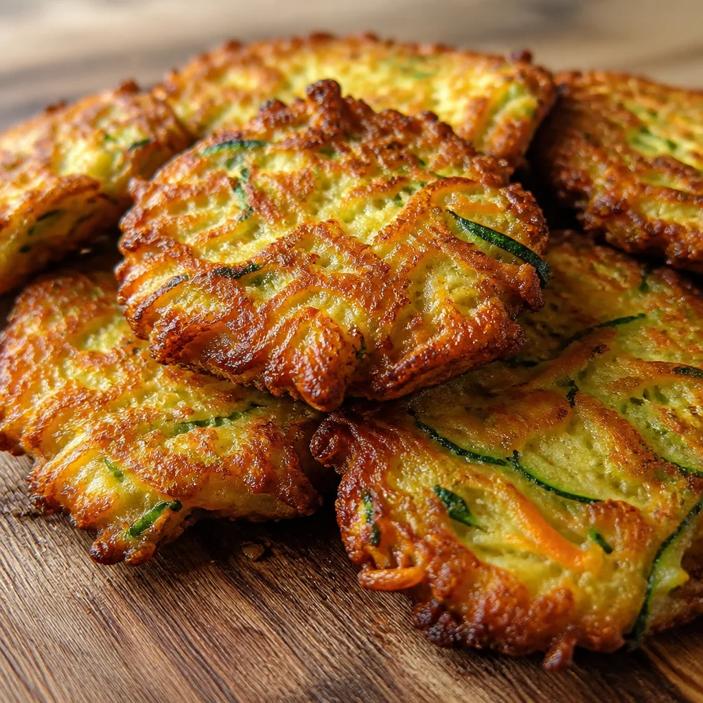 Crispy Zucchini-Carrot Fritters served on a plate as a healthy side dish.