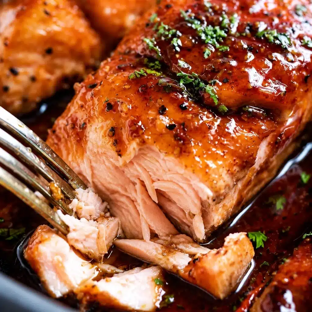 Delicious honey garlic salmon fillets glazed in a sweet and savory sauce.