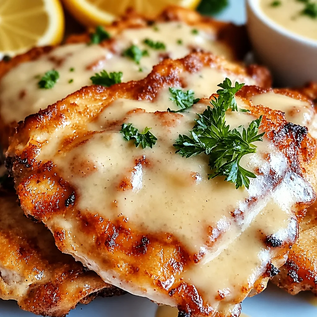 Crispy Malibu Chicken with Ham, Swiss Cheese & Honey Mustard Sauce served on plate