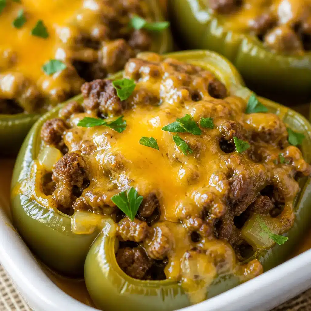 Philly Cheesesteak Stuffed Peppers filled with beef, cheese, and veggies.