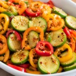 Viral Cucumber & Sweet Pepper Salad with fresh ingredients from TikTok recipe