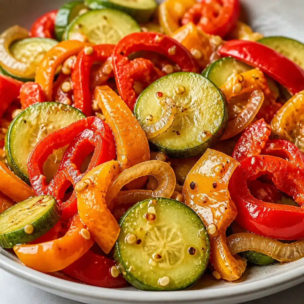 Crisp CUCUMBER & SWEET PEPPER SALAD with vibrant colors and delicious dressing.