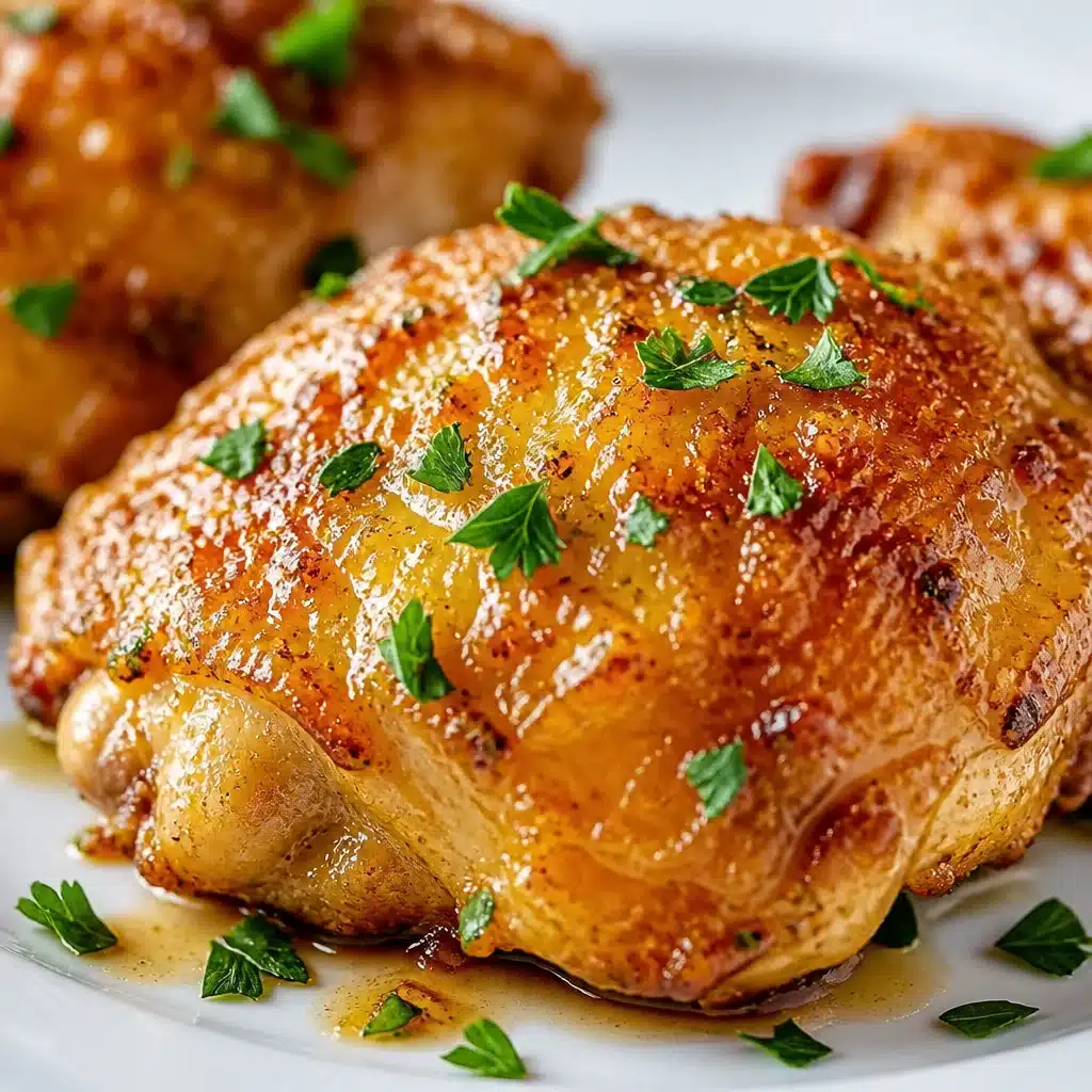 Oven Baked Ranch Chicken Thighs with crispy skin and juicy meat