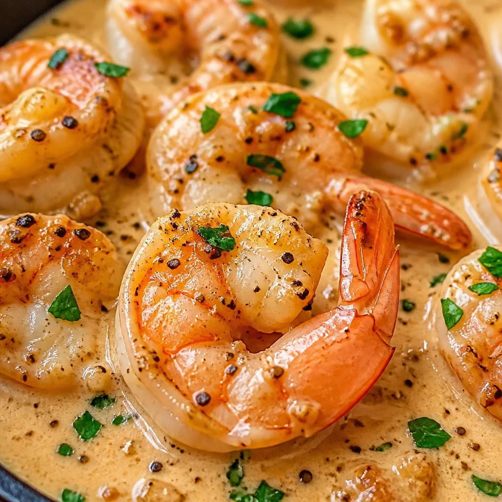 Creamy Garlic Shrimp served in a rich and velvety garlic cream sauce.