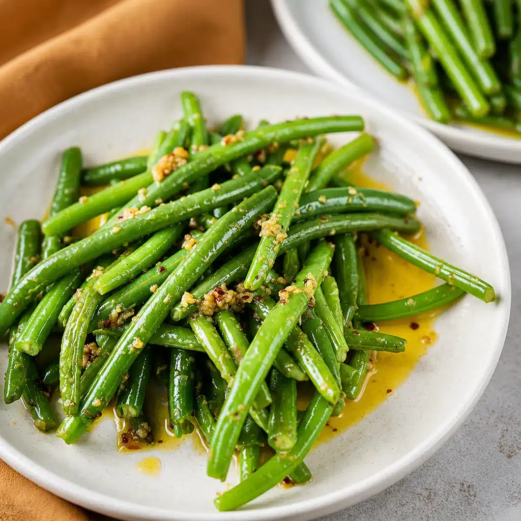 Delicious garlicky spring green beans sautéed for the perfect crunchy side dish.