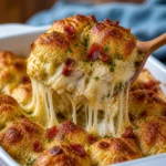 Delicious Chicken Bubble Biscuit Bake Casserole with chicken, biscuits, and creamy sauce