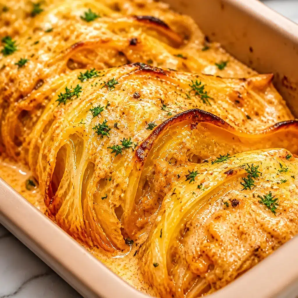 Delicious Garlic Butter Melting Cabbage, creamy and tender, served as an elegant side dish.