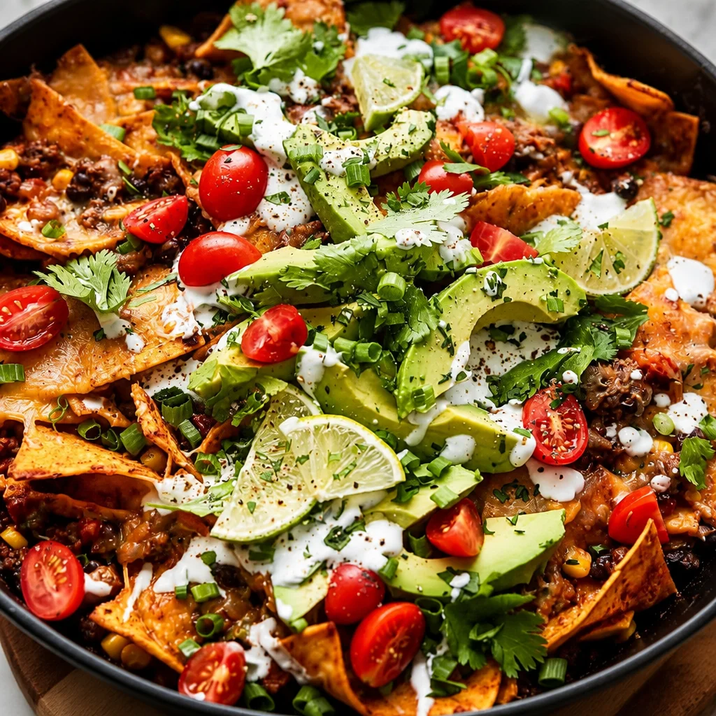 Cheesy Enchilada Skillet loaded with chicken, spices, and topped with melted cheese.
