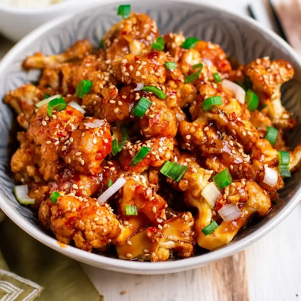 Delicious Sticky Sesame Cauliflower coated in a sweet sesame sauce