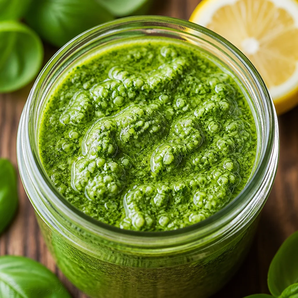 Delicious homemade Basil Pesto made with fresh ingredients.