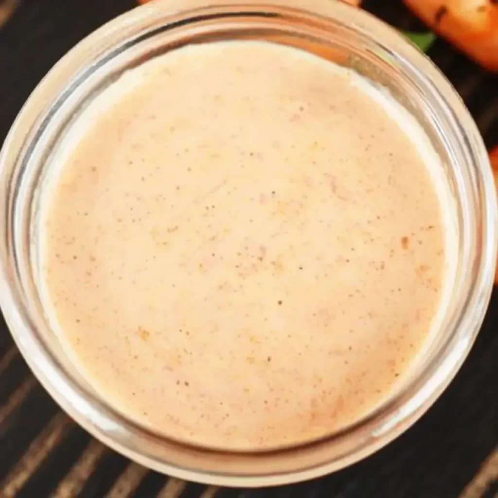 A bowl of homemade Yum Yum Sauce ready for dipping or drizzling over dishes.