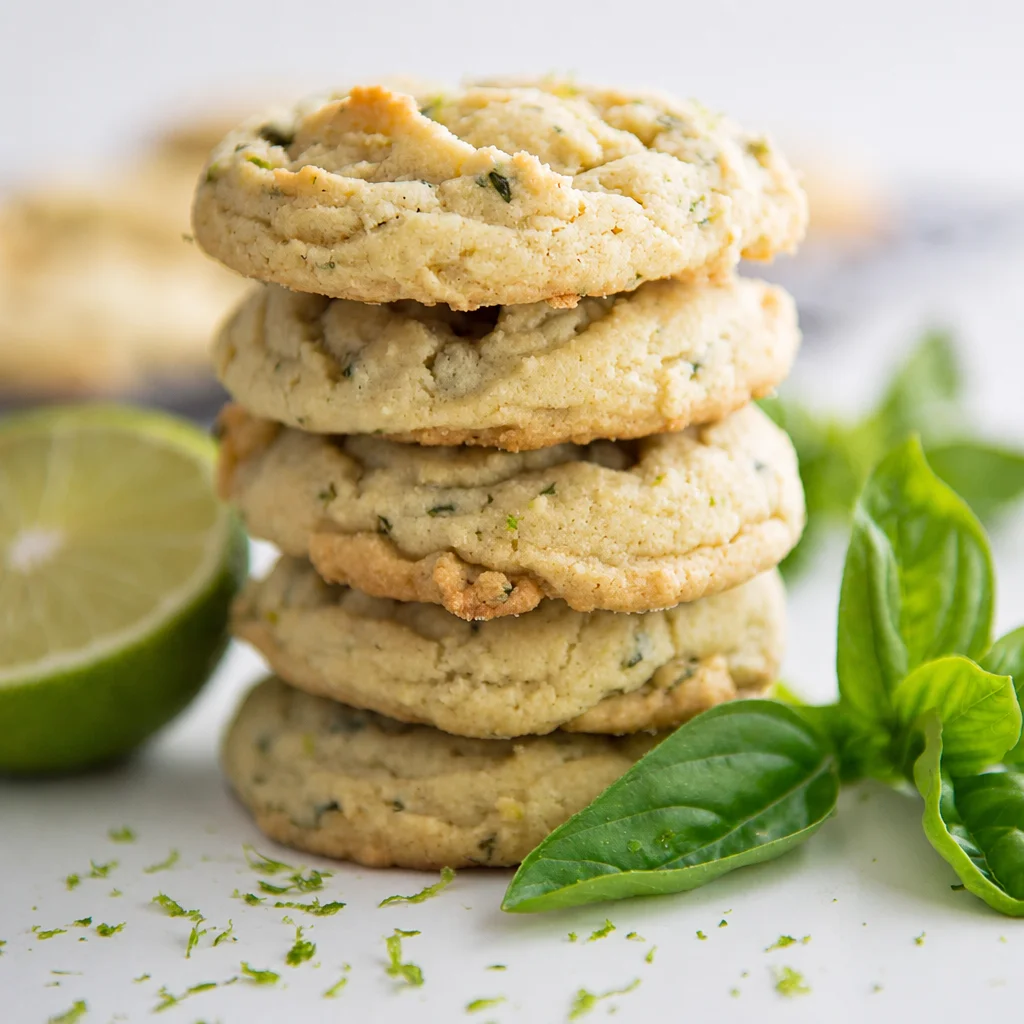 Delicious Basil Lime Sugar Cookies with fresh basil and lime zest.