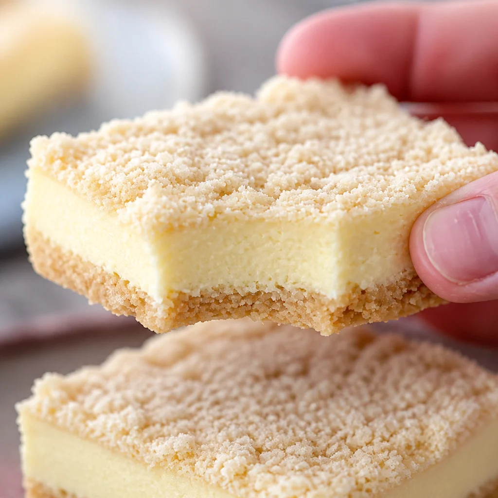 Delicious Ricotta Crumb Bars with creamy filling and buttery crumb topping.
