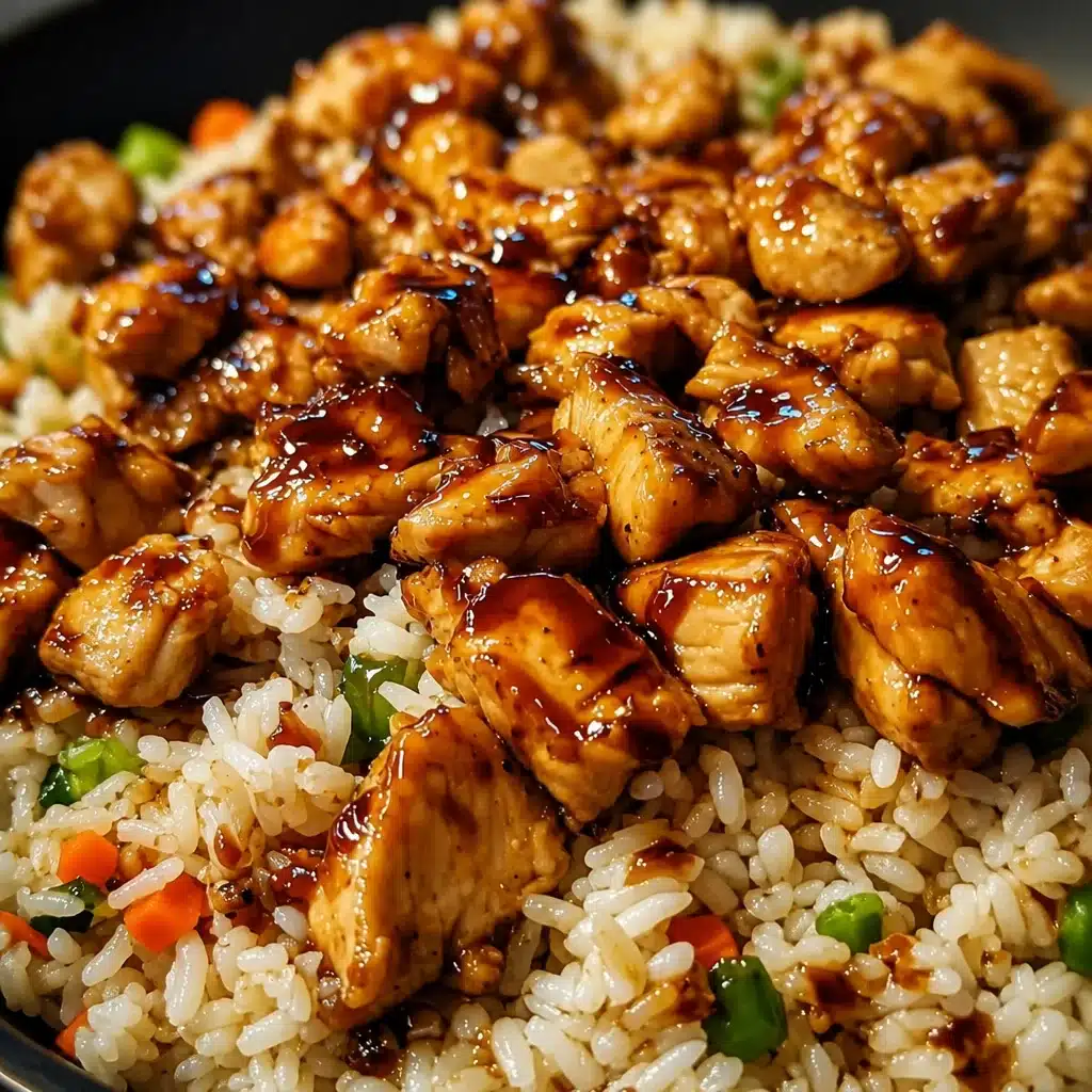 Delicious Honey BBQ Chicken Rice bowl with chicken, vegetables, and brown rice.