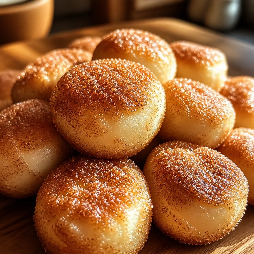 Crispy Cinnamon Sugar Biscuit Bites on a plate with a sprinkle of cinnamon sugar.