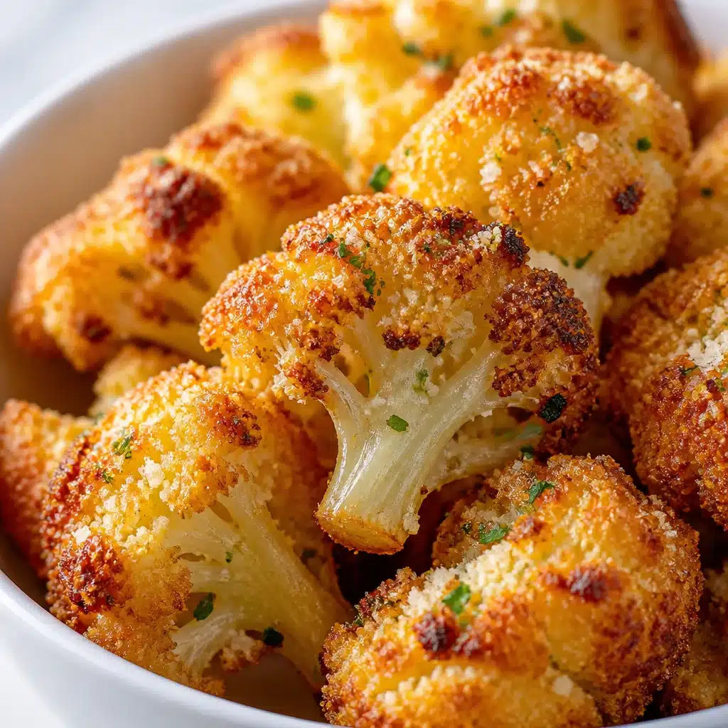 Crispy Parmesan Cauliflower Bites served with marinara sauce.