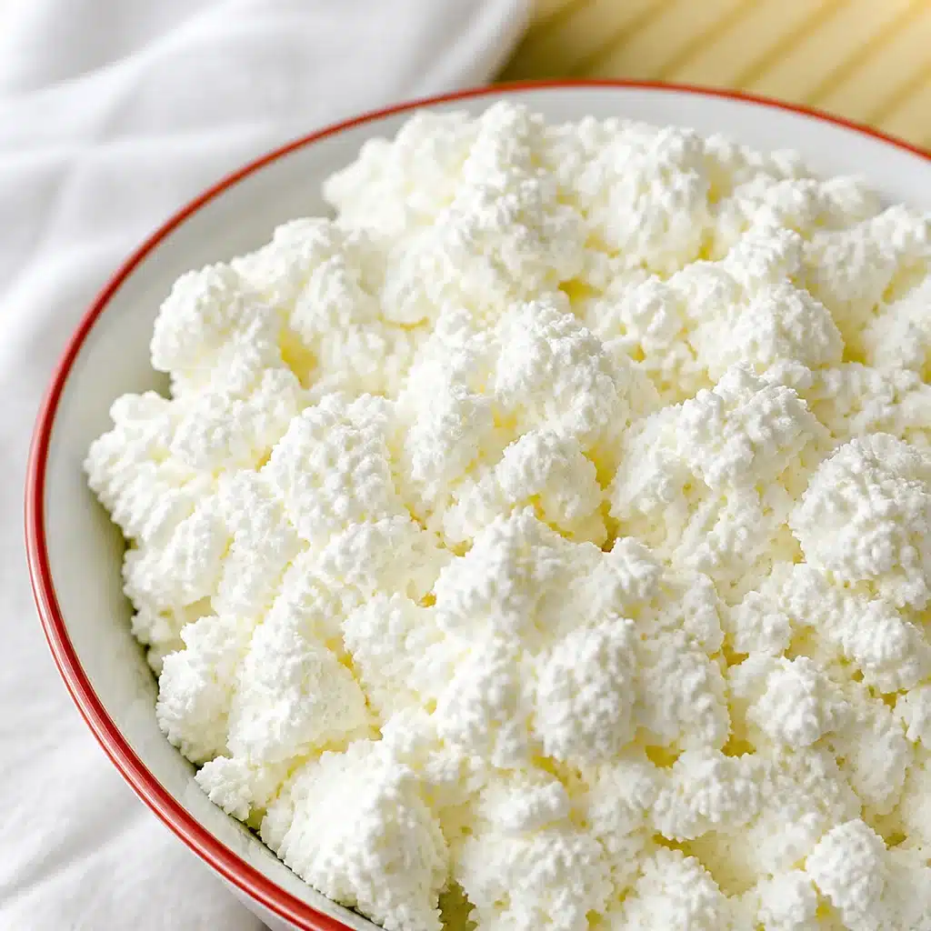 Homemade ricotta cheese made from milk, lemon juice, and salt, served in a bowl.